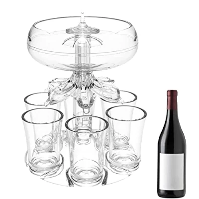Image of 6 Shot Glass Dispenser and Holder, Cocktail Beer Drinks Dispenser, Drink Pourer, Acrylic Touchless Pourer for Juice Spirits Cider Whiskey Cocktail, Fun Bar Accessories