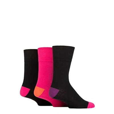 Image of Mens 3 Pair Gentle Grip Colourburst Cotton Socks Crazy Contrast Purple 6 11