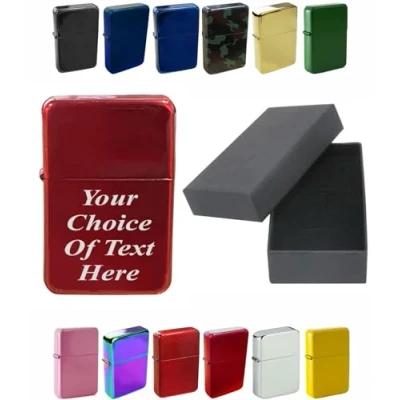 Image of Personalised Engraved Lighter for Birthday, Fathers Day, Anniversary, Choice of Colours With Luxury Gift Box Packaging (Red Ice)