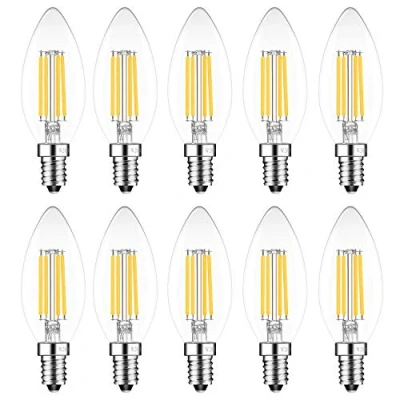 Image of E14 Dimmable 4W LED Candle Bulbs, 40W Incandescent Bulb Equivalent, 2700K Warm White, 400lm, C35 Light Pack of 10