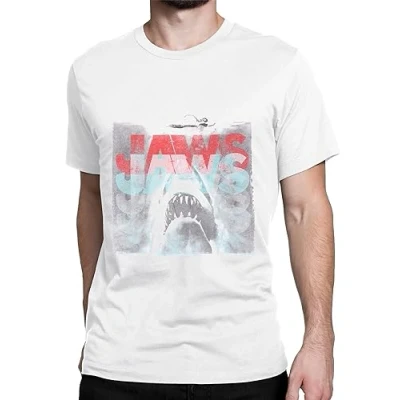 Image of Jaws T Shirt for Men Mens Shark Shirts Movie Sizes Small to XX Large Official Merchandise White