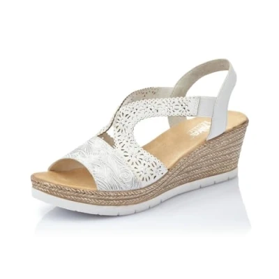 Image of Rieker Women Sandals 61916, Ladies Platform Sandals,Platform Sandal,Summer Shoe,Comfortable,Thick Sole,White (Weiss / 80),41 EU 7.5 UK