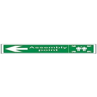Image of V Safety Assembly Point Arrow Left Sign 300mm x 100mm Self Adhesive Vinyl