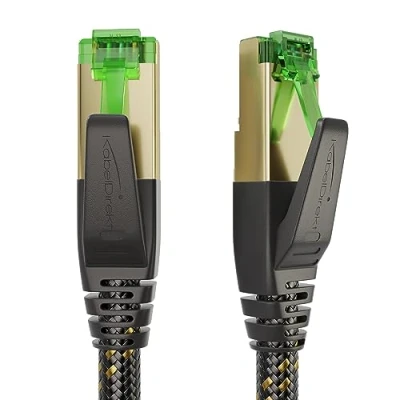 Image of Cat 7 Ethernet cable with ultra secure triple shielding, internet &amp; LAN cable, Nylon braided 5m (Break proof network 10Gbit/s for maximum fiber optic speed, RJ45 plug) CableDirect