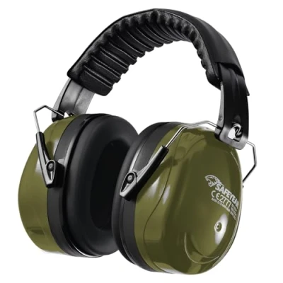 Image of SAFEYEAR Noise Cancelling Ear Defenders Adult, Black SNR 33dB Protectors Muff for Men &amp; Women, NNR 26dB Pro Over Hearing Protection Earmuff Shooting, Sleeping, Industrial, Site Work etc