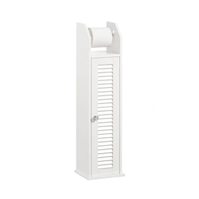 Image of SoBuy BZR49 W, Free Standing Bathroom Toilet Paper Roll Holder Cabinet Storage with Shutter Door