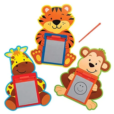 Image of Baker Ross AT975 Jungle Chums Magic Slates Pack of 12, for Kids Party Bags and Small Toys Children