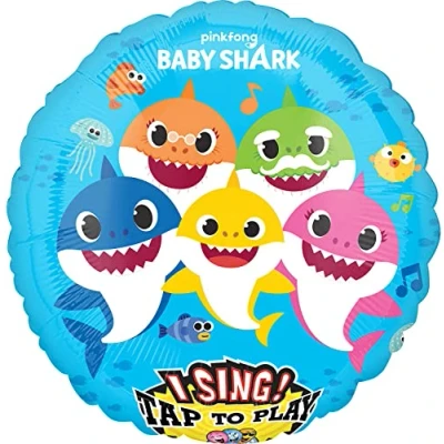 Image of amscan 4076501 Official Pink Fong Baby Shark Sing A Tune Jumbo Foil Balloon 28&quot; Birthday Party