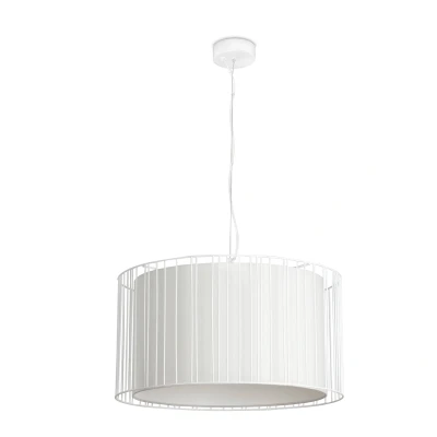 Image of Linda 1 Light Round Ceiling Pendant White with Shade, E27