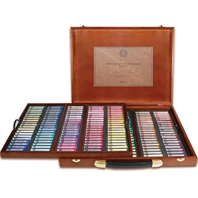 Image of Mungyo Gallery Extra Fine Soft Pastels Wood Box Set of 200 Assorted Colors by