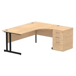 Image of Impulse 1800 RH Crescent Desk Maple Black Cantilever 600 High Ped