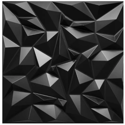 Image of Pack of 20 5 m² 3D Panels PVC Plastic 50 cm x Wall Gaming Room Ceiling Look Mirror Black