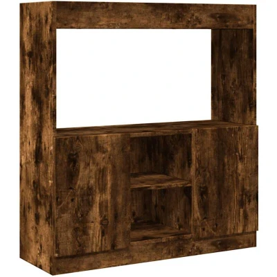 Image of vidaXL Highboard Sideboard Side Cabinet Cupboard Smoked Oak Engineered Wood 92 x 33 100 cm Office/Home Organizer/Book Shelf