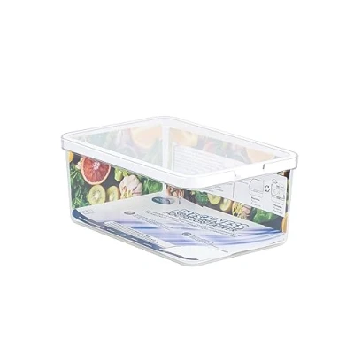 Image of CARE + PROTECT Fridge Food Storage Container with Lid, Extra Large 4.65L, Ergonomic Easy Open Handle, Stackable, Organizer, Keep Fresh Longer, Transparent, BPA Free, Dishwasher Safe