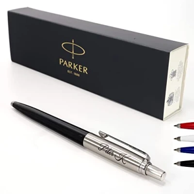 Image of Personalised Custom Parker Jotter Pen + Gift Box Design A Truly Unique Present Laser Engraved Black