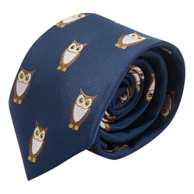 Image of King &amp; Priory Navy Blue Embroidered Owl Tie