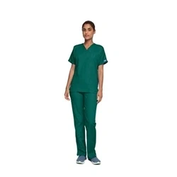 Image of Cherokee Women Woman Scrub Top Workwear Originals Medical Clothing V Neck Plus Size WWE4700 Hunter Green 3XL