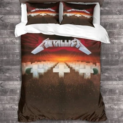 Image of YTPONBCSTUG Metallica Duvet Cover 3D Heavy Metal Printed Bedding Set 3Pcs Microfiber Quilt with Zipper Closure Double（200x200cm）