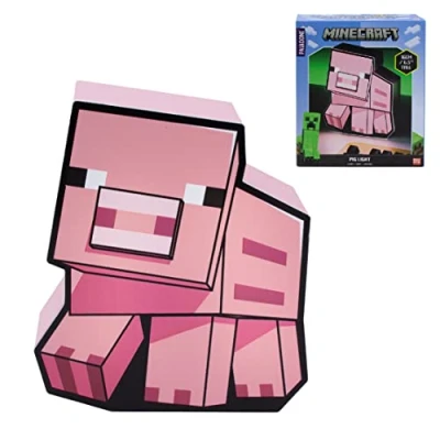 Image of Paladone Minecraft Pig Night Light Officially Licensed Bedroom Decor and Desk Lamp, Black (PP9466MCF)