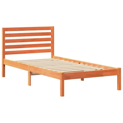 Image of With Headboard Wax brown 100 x 200 cm Solid pine wood Vidaxl