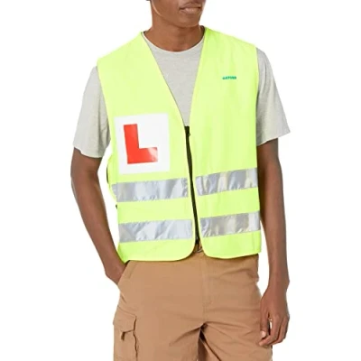 Image of Oxford Bright (XL/2XL). High Viz Zipped Vest with L (Learner Plate), Yellow