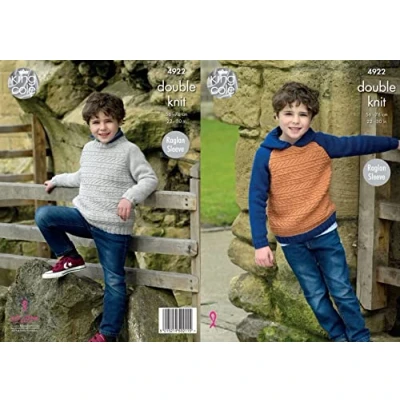 Image of King Cole Boys Double Knitting Pattern Childrens Raglan Sleeve Hoodie &amp; Sweater (4922)