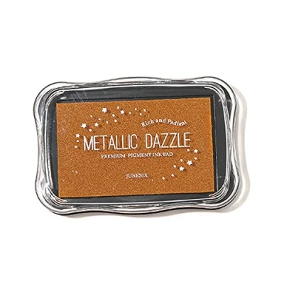 Image of INCAUCA Metallic Ink Pads for Rubber Stamps, Washable Stamp Pad, Stamping, Embossing Craft Pad Stamps Partner DIY Color Wedding Card Making Scrapbook Wood Paper, Gold