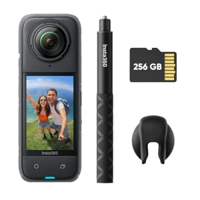 Image of Insta360 X4 Get Set Bundle 8K Waterproof 360 Action Camera, 4K Wide Angle Video, Invisible Selfie Stick, Removable Lens Guards, 135 Min Battery Life, AI Editing, Stabilization, for Sports, Travel