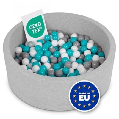 Image of Selonis Soft Ball Pit Pool 90X30cm/200 Balls Round For Baby Toddler Foam, Light Grey