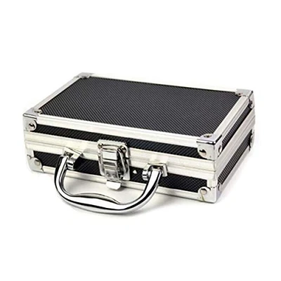 Image of JoyFan Mini Aluminium Flight Case Tool Box Portable Small Aluminum Storage for Craftsman Travel Carry (Black,180 * 110 55mm) (180