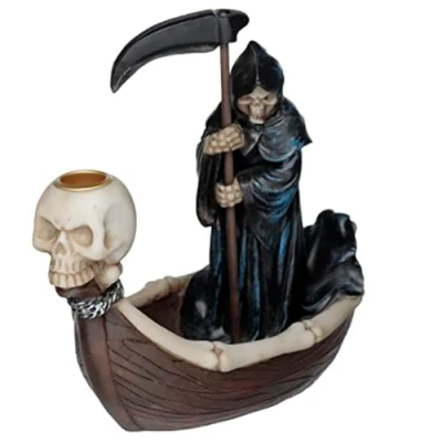 Image of Puckator The Reaper Ferryman of Death Backflow Incense Burner Home Zen Meditation Decor Accessories Waterfall Cone Spiritual Feng Shui Gothic Goth Relaxation Gifts Gift Ornaments