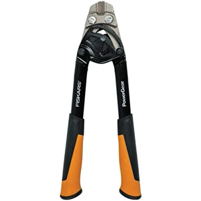 Image of Fiskars PowerGear Bolt Cutter, 30% More Power, Length 36cm, Steel Blade/Plastic Handle, Black/Orange, 1027213