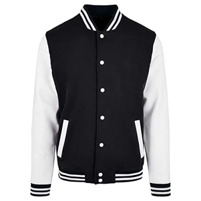 Image of Build Your Brand Men&#039;s Basic College Jacket, Black/White, XXXXL