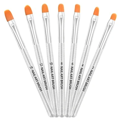 Image of AvoDovA 7PCS Nail Art Brush Set, Tips Acrylic UV Gel False Nails Painting Pen DIY Design, Builder Brush, for Home Salon (B)