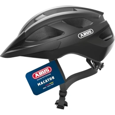 Image of ABUS Macator road bike helmet sporty for beginners also ponytail wearers men and women black matt, size L