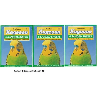 Image of Kagesan Green BIRD CAGE SAND PAPER SHEETS 3X6 PACK = 18 33CM x 25CM