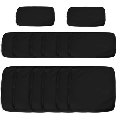 Image of Outsunny Garden Rattan Sofa Cushion Polyester Cover Replacement Outdoor No Included Black