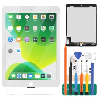 Image of For Ipad 6 Air 2 A1566 A1567 LCD Screen Replacement Digitizer Glass Assembly Kits,Free tempered film,glue and tools (White)