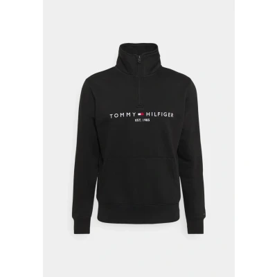 Image of Tommy Hilfiger LOGO Mockneck Sweatshirt, Men&#039;s, Size: XS, Black