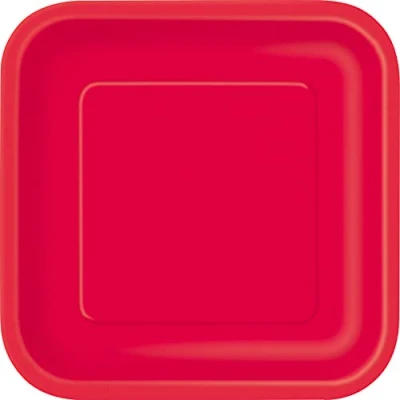 Image of Unique 31502EU Eco Friendly Square Paper Plates 18 cm Red Colour 16 Count (Pack of 1), Pack