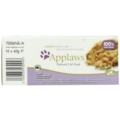 Image of Applaws Cat Food Pot Finest Chicken Breast with Tuna Roe, 60g, Pack of 10