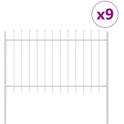 Image of vidaXL Garden Fence with Spear Top White 15,3x0,8 m Steel