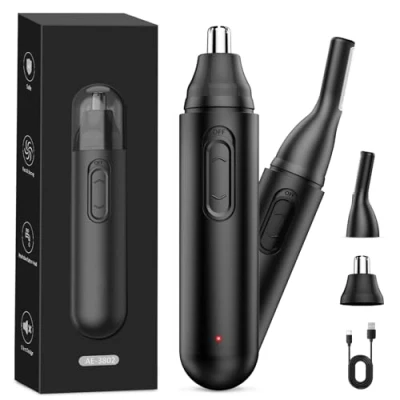 Image of Nose Hair Trimmer for Men Rechargeable: 2024 Upgrade Painless Dual Edge Blades IPX7 Waterproof Eyebrow &amp; Facial Easy Cleansing, Black