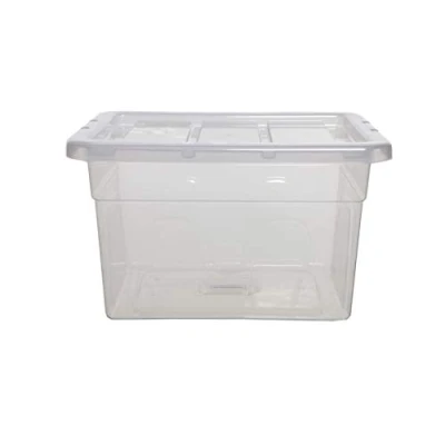 Image of 2 x 40cm Spacemaster Maxi Clear 20 Litre Storage Box with Lid 40 33 25