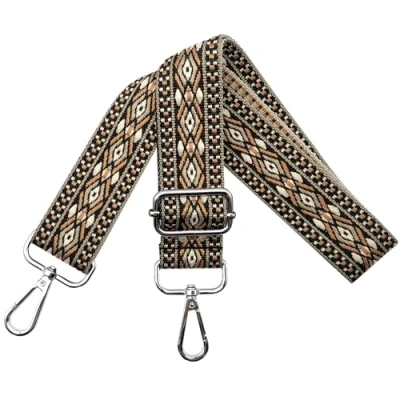 Image of Adjustable Shoulder Strap for Bags, Women&#039;s Carry Strap, Bag Straps Changing, Wide 3.8 cm with Silver Carabiner, Bag, Handbags, Black Brown, N15