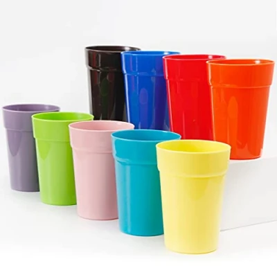 Image of Youngever 18 Pack 350ml Plastic Kids Cups, Re usable Drinking Toddler Unbreakable Glasses, Tumblers in 9 Assorted Colors