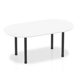 Image of Impulse 1800mm Boardroom Table White Top Black Post Leg