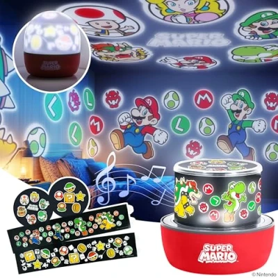 Image of Paladone Super Mario Projection Light Officially Licensed Nintendo Projector Lamp with Interchangeable Scenes and Mood Lighting, 3 Modes, Gaming Room Decor
