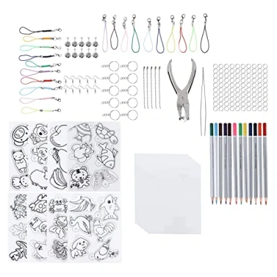 Image of Shrinky Dink Paper, Shrink Plastic Sheet Kit Wide Application Transparent Color Complete Tools for Key Chains Making Decorations Jewelry