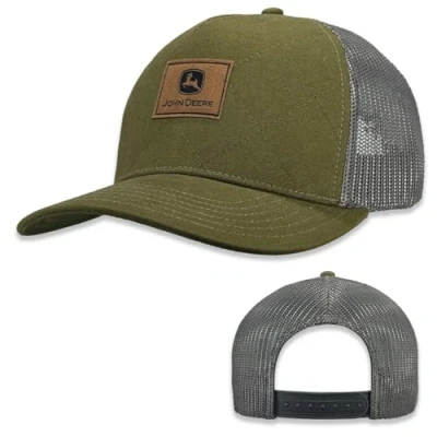 Image of John Deere Baseball Cap Trucker Hat Quilted Olive, One size